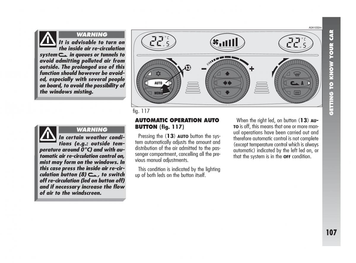 Alfa Romeo 147 owners manual / page 108