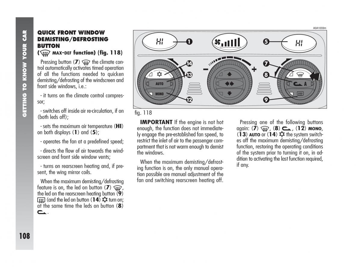 Alfa Romeo 147 owners manual / page 109