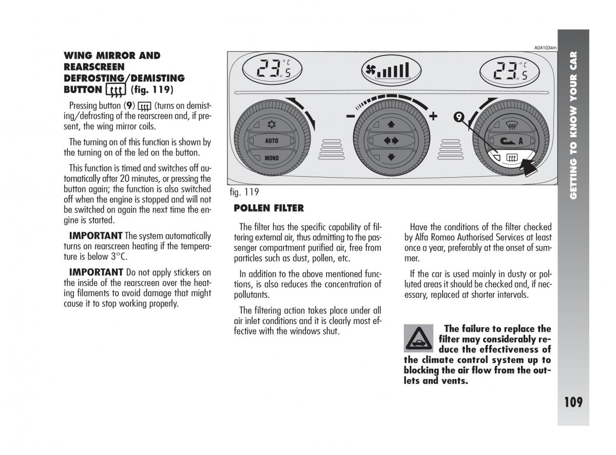 Alfa Romeo 147 owners manual / page 110