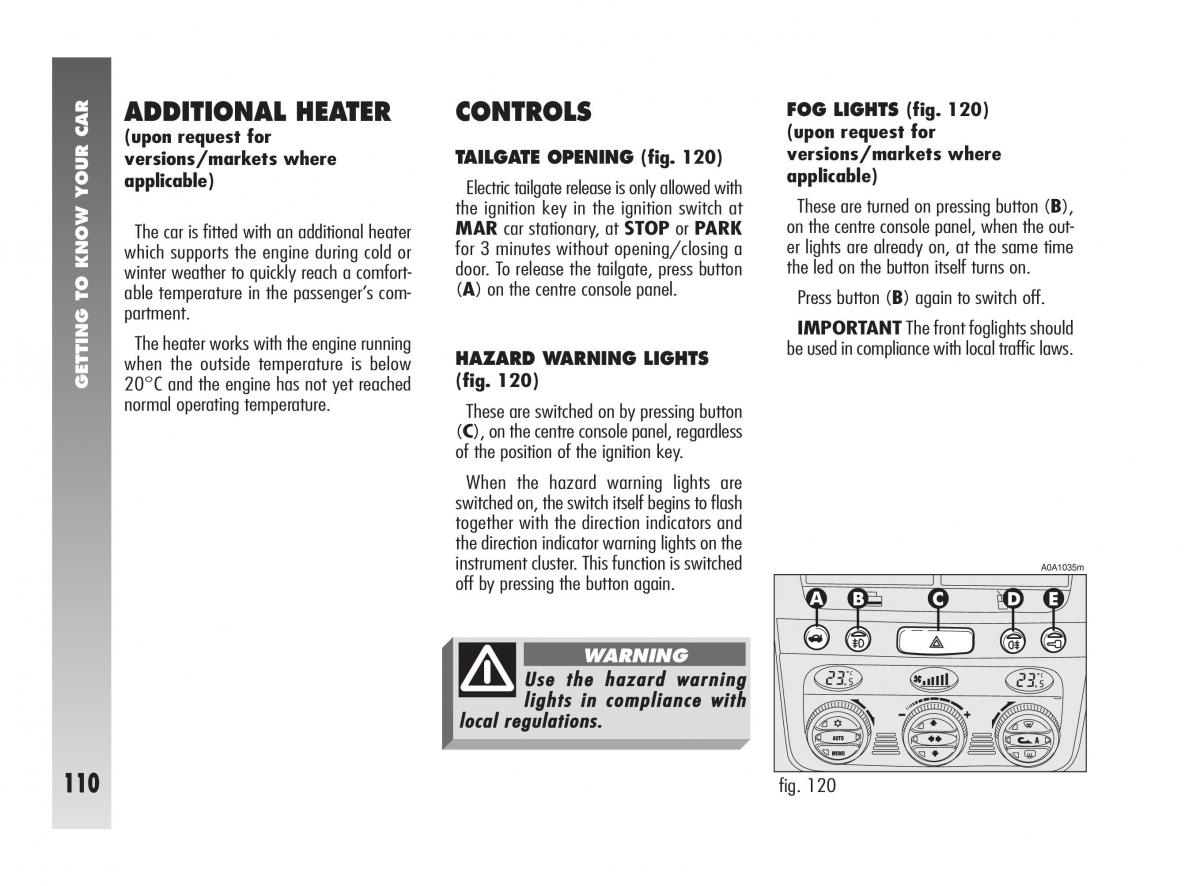 Alfa Romeo 147 owners manual / page 111