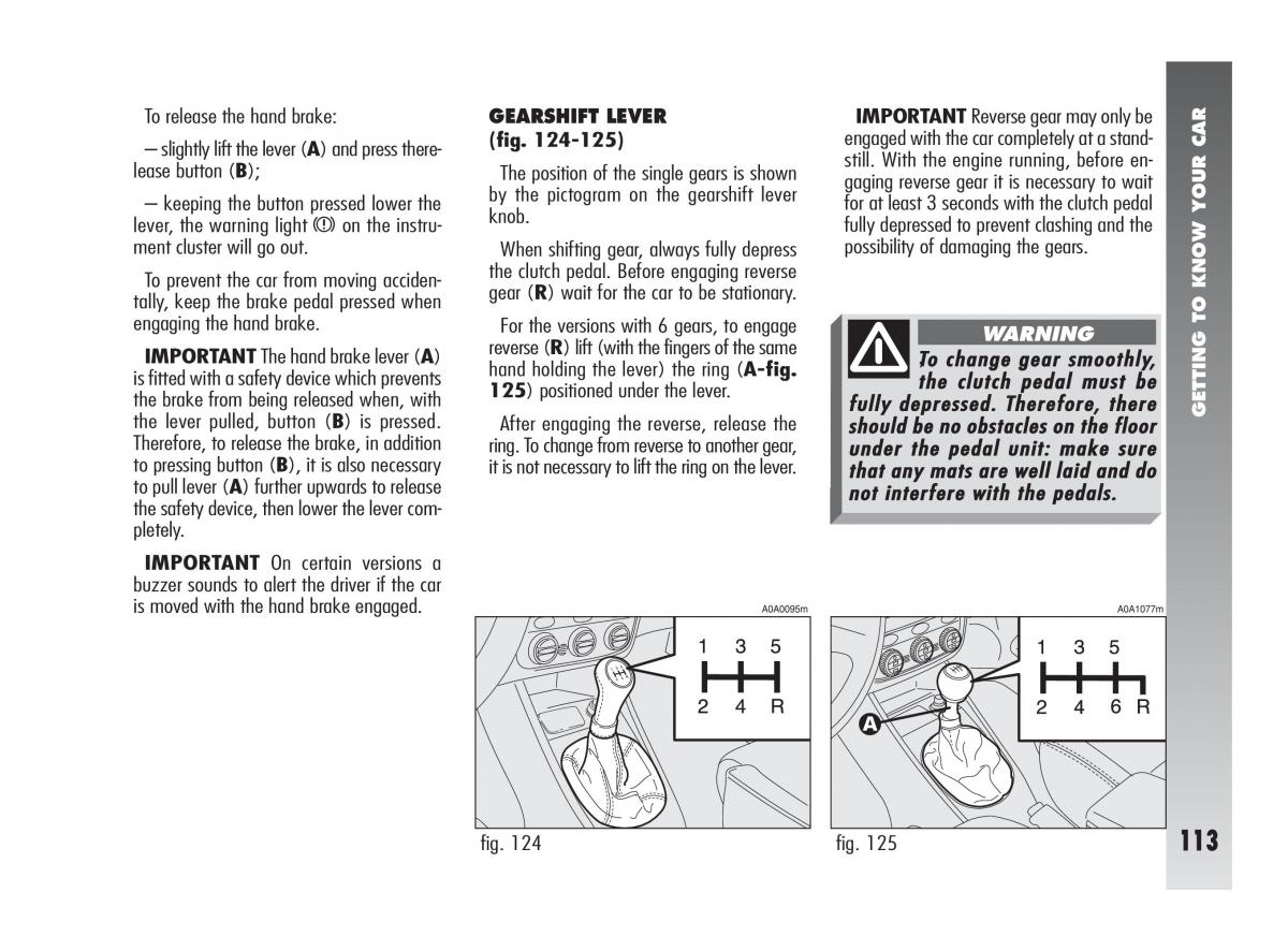 Alfa Romeo 147 owners manual / page 114