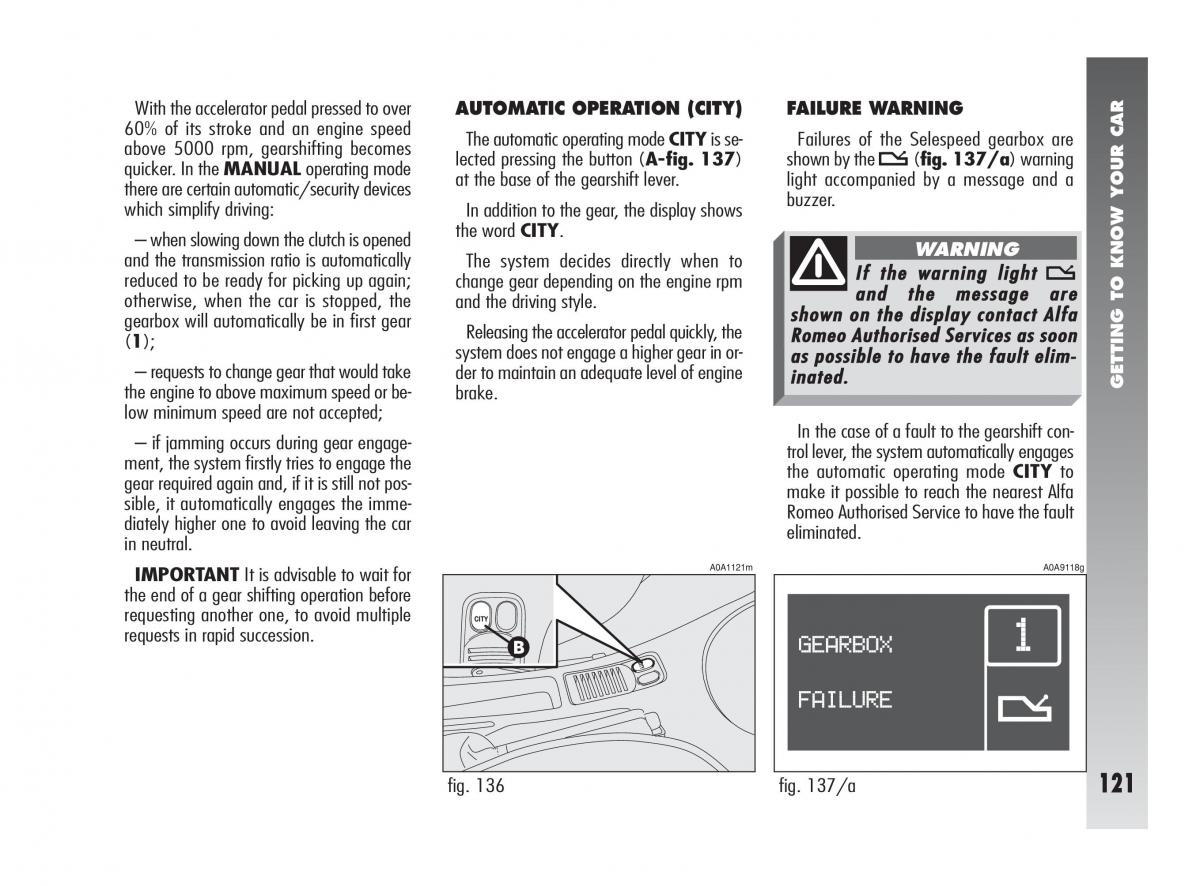 Alfa Romeo 147 owners manual / page 122