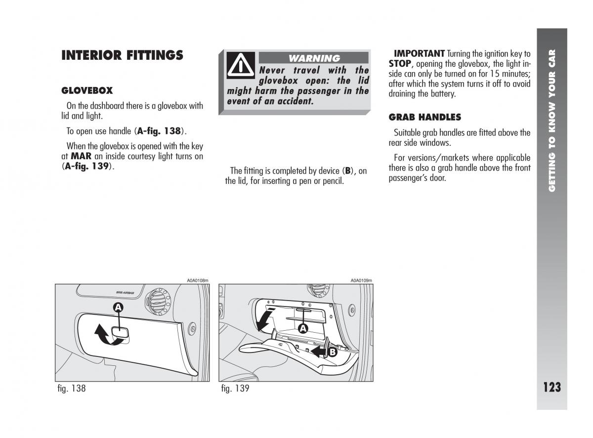 Alfa Romeo 147 owners manual / page 124