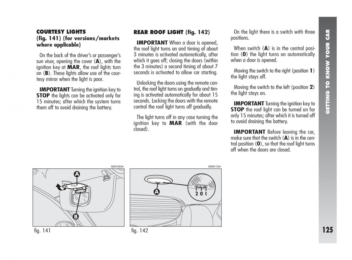 Alfa Romeo 147 owners manual / page 126