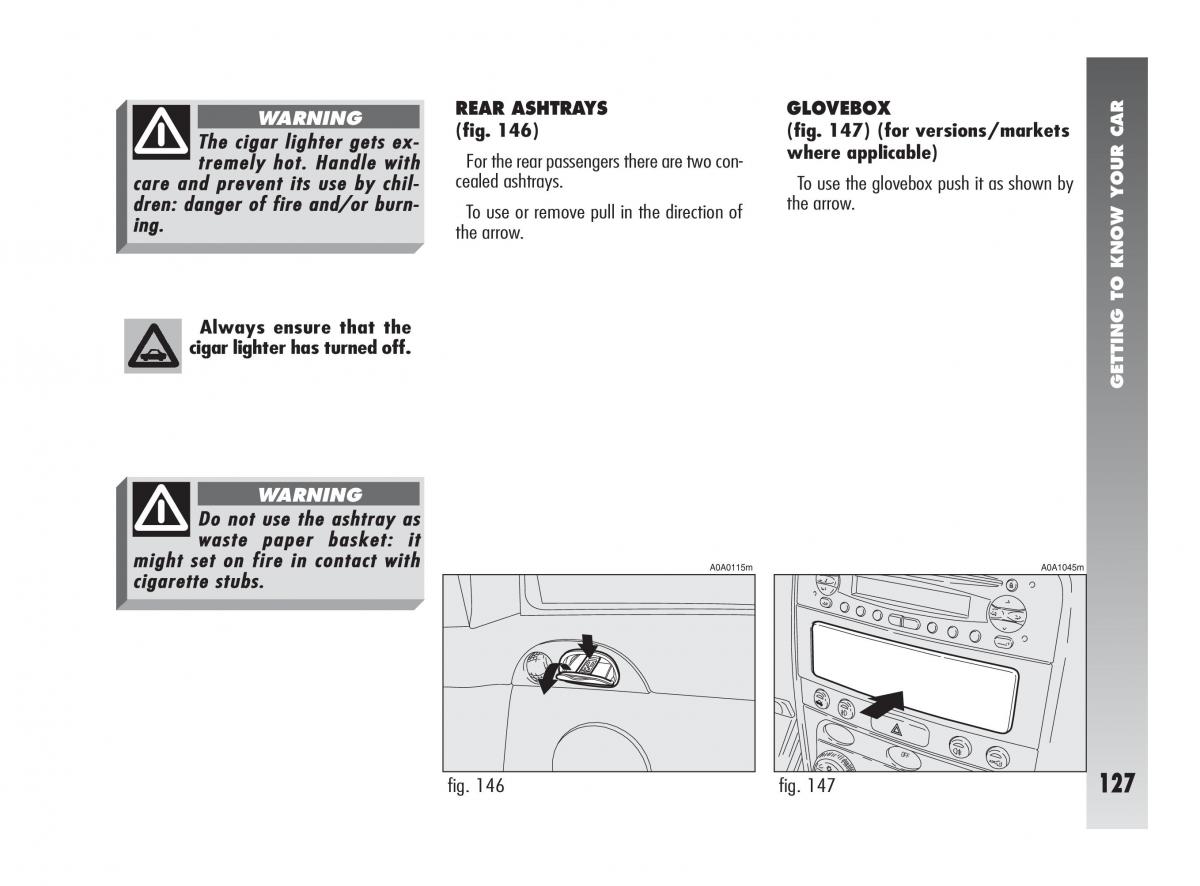 Alfa Romeo 147 owners manual / page 128