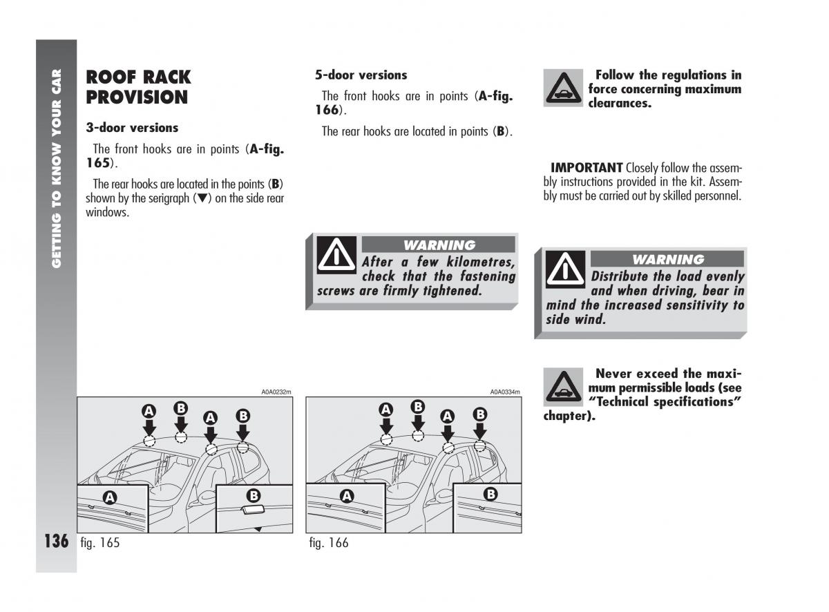 Alfa Romeo 147 owners manual / page 137