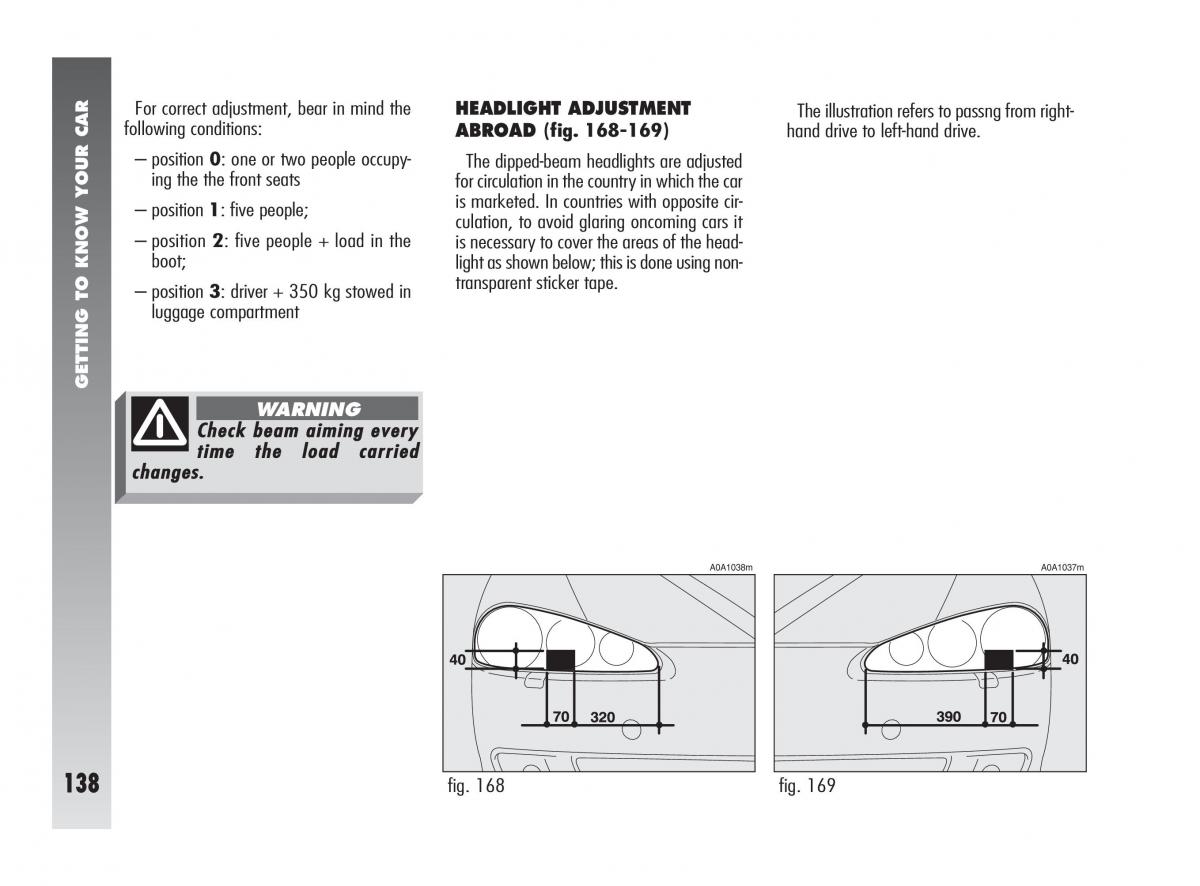 Alfa Romeo 147 owners manual / page 139