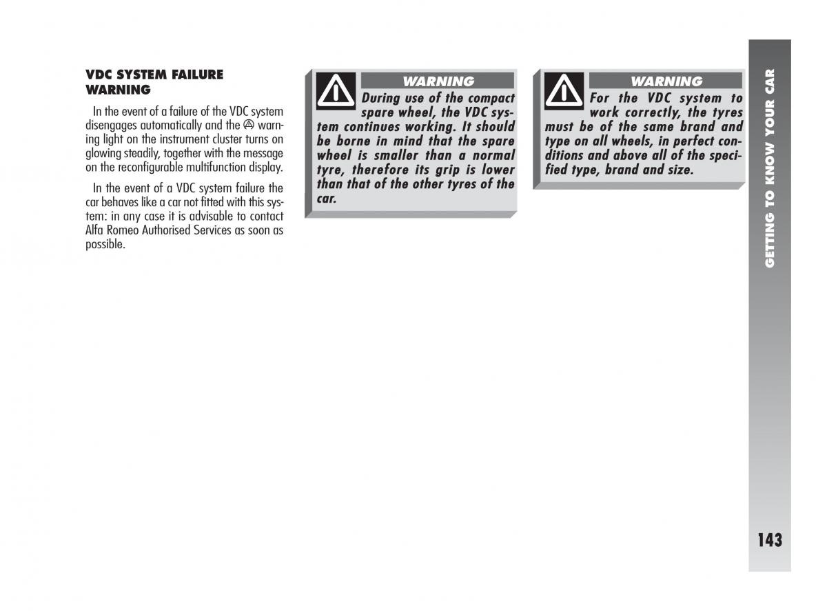 Alfa Romeo 147 owners manual / page 144