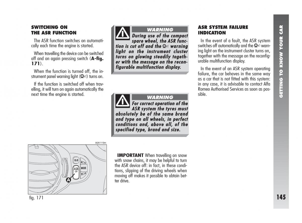 Alfa Romeo 147 owners manual / page 146