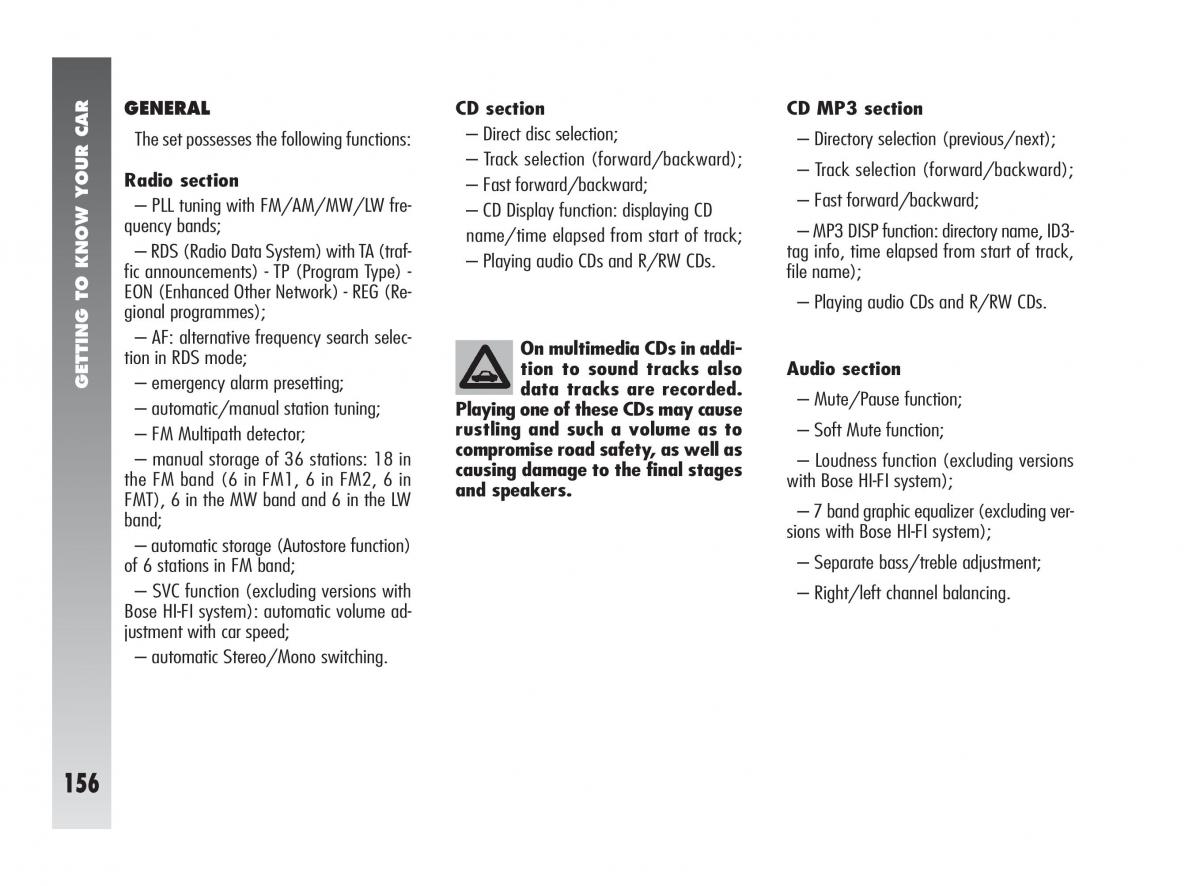 Alfa Romeo 147 owners manual / page 157