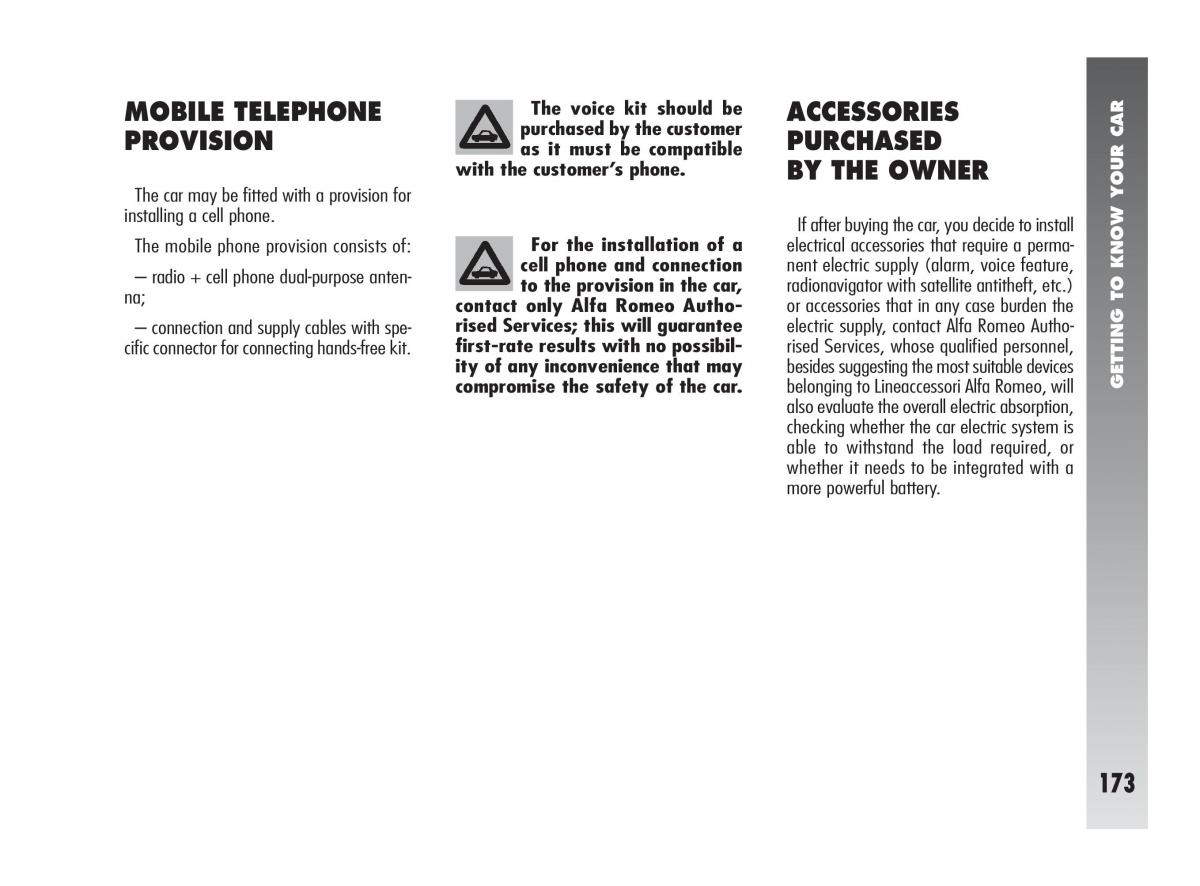 Alfa Romeo 147 owners manual / page 174