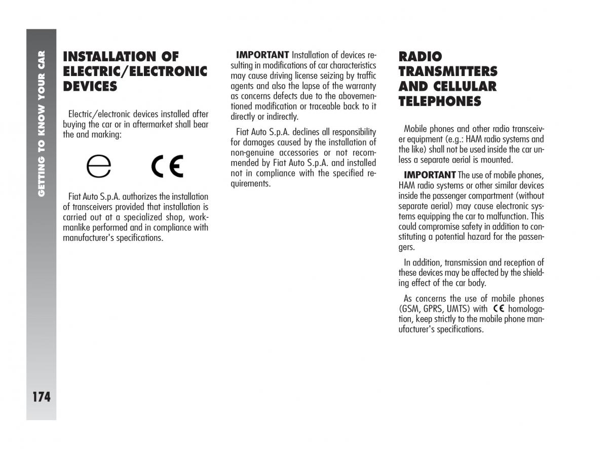 Alfa Romeo 147 owners manual / page 175