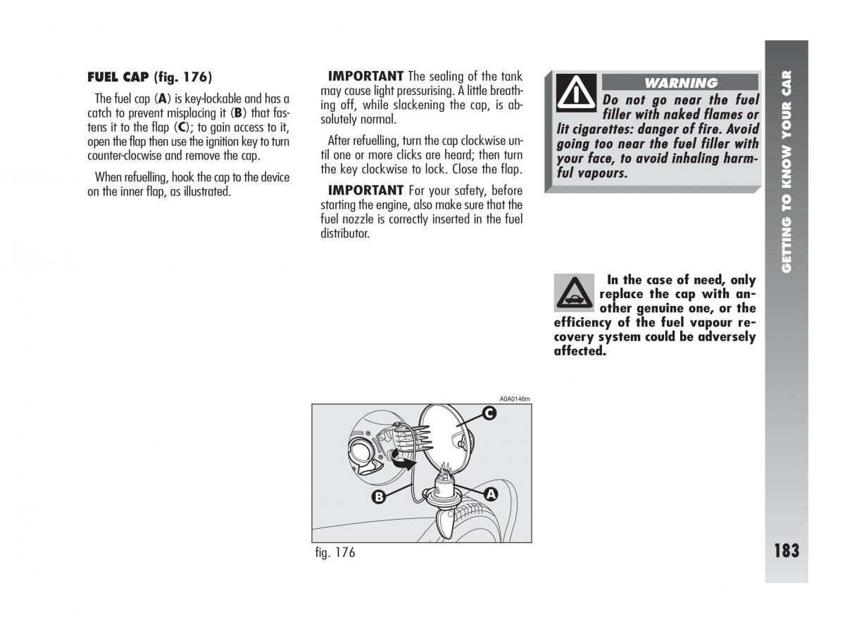 Alfa Romeo 147 owners manual / page 184