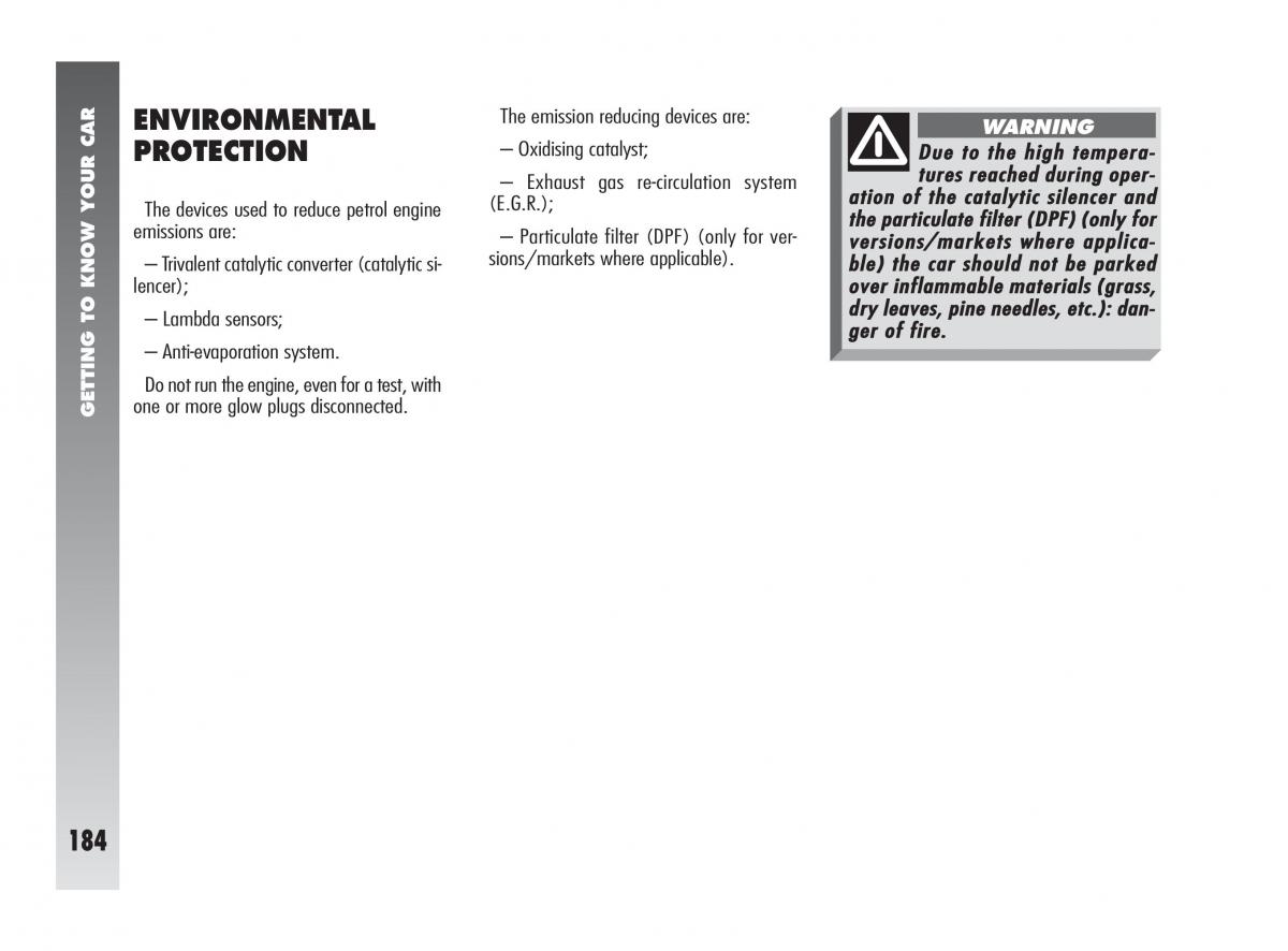 Alfa Romeo 147 owners manual / page 185