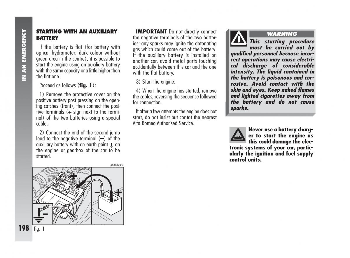 Alfa Romeo 147 owners manual / page 199