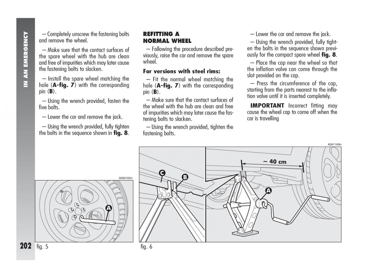 Alfa Romeo 147 owners manual / page 203