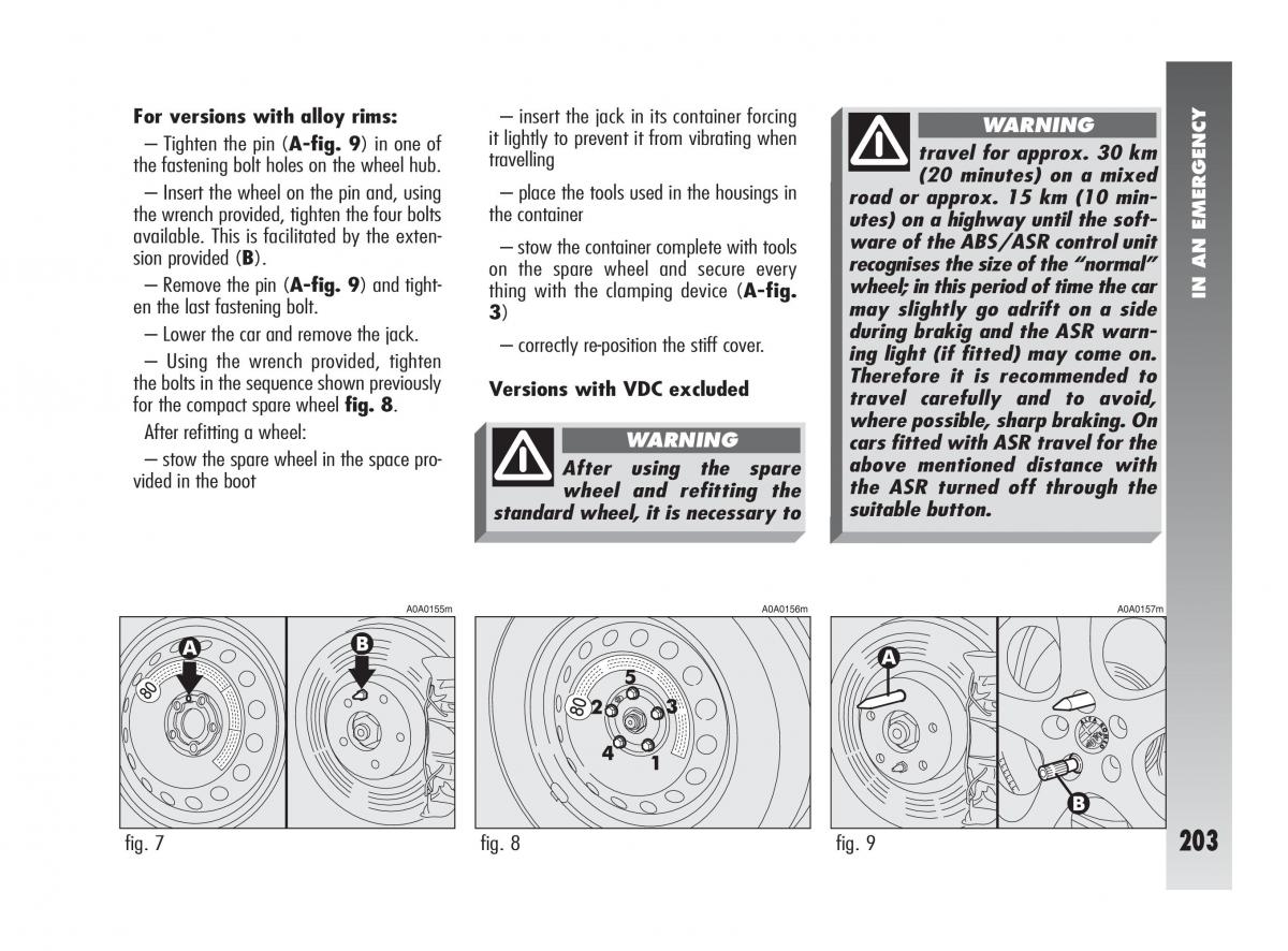 Alfa Romeo 147 owners manual / page 204