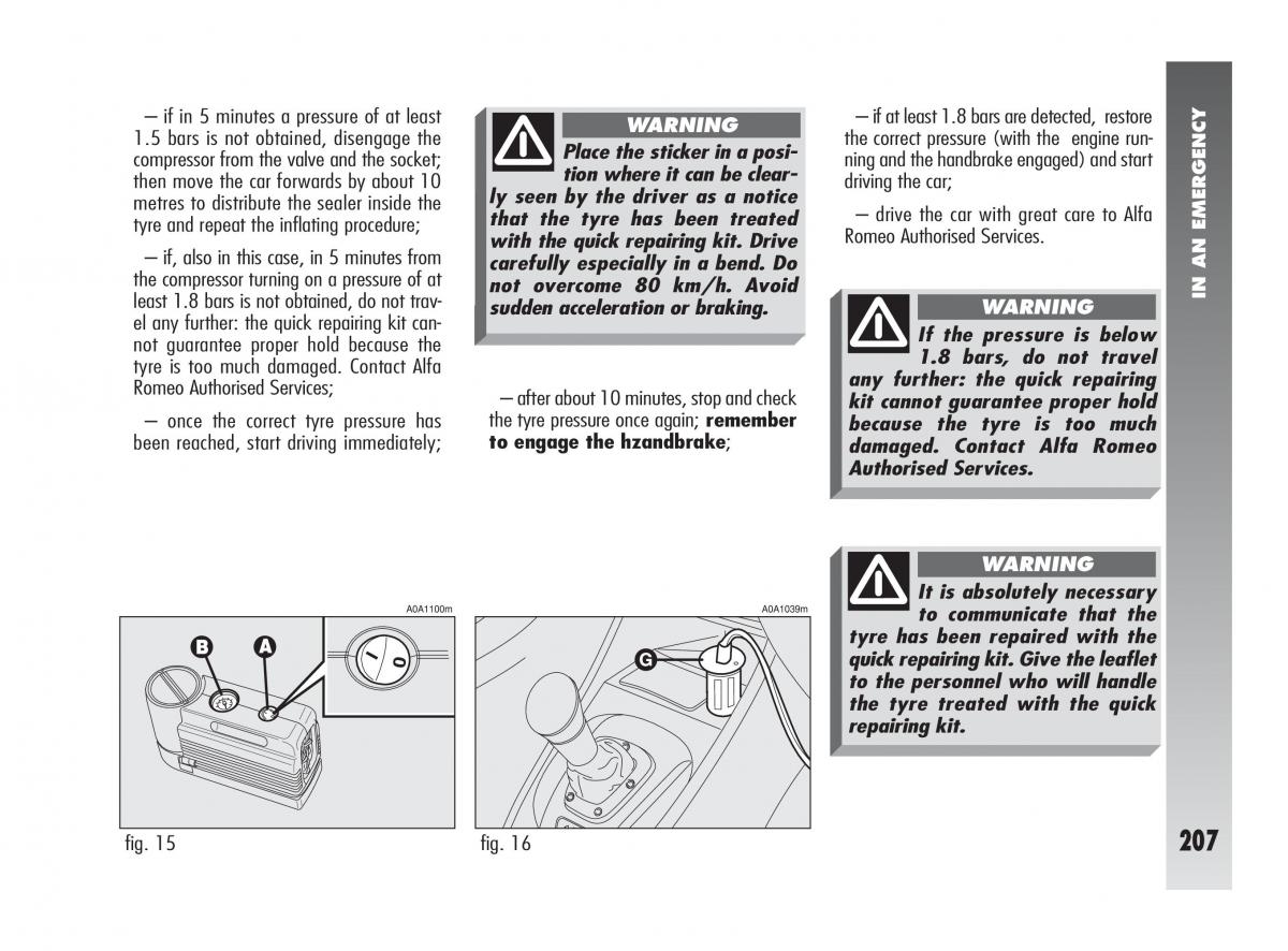 Alfa Romeo 147 owners manual / page 208