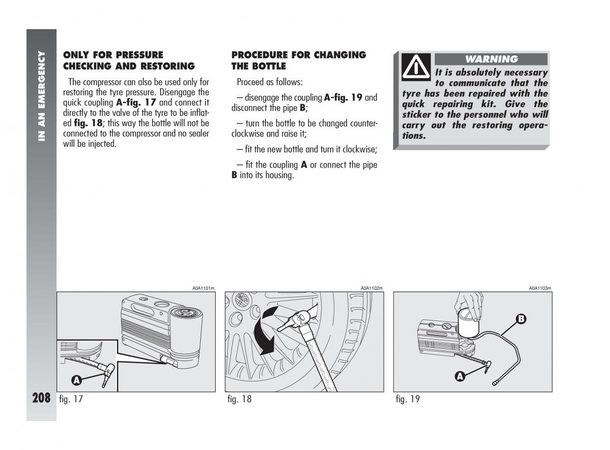 Alfa Romeo 147 owners manual / page 209