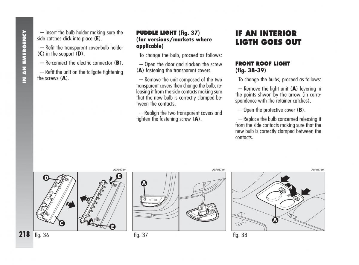 Alfa Romeo 147 owners manual / page 219