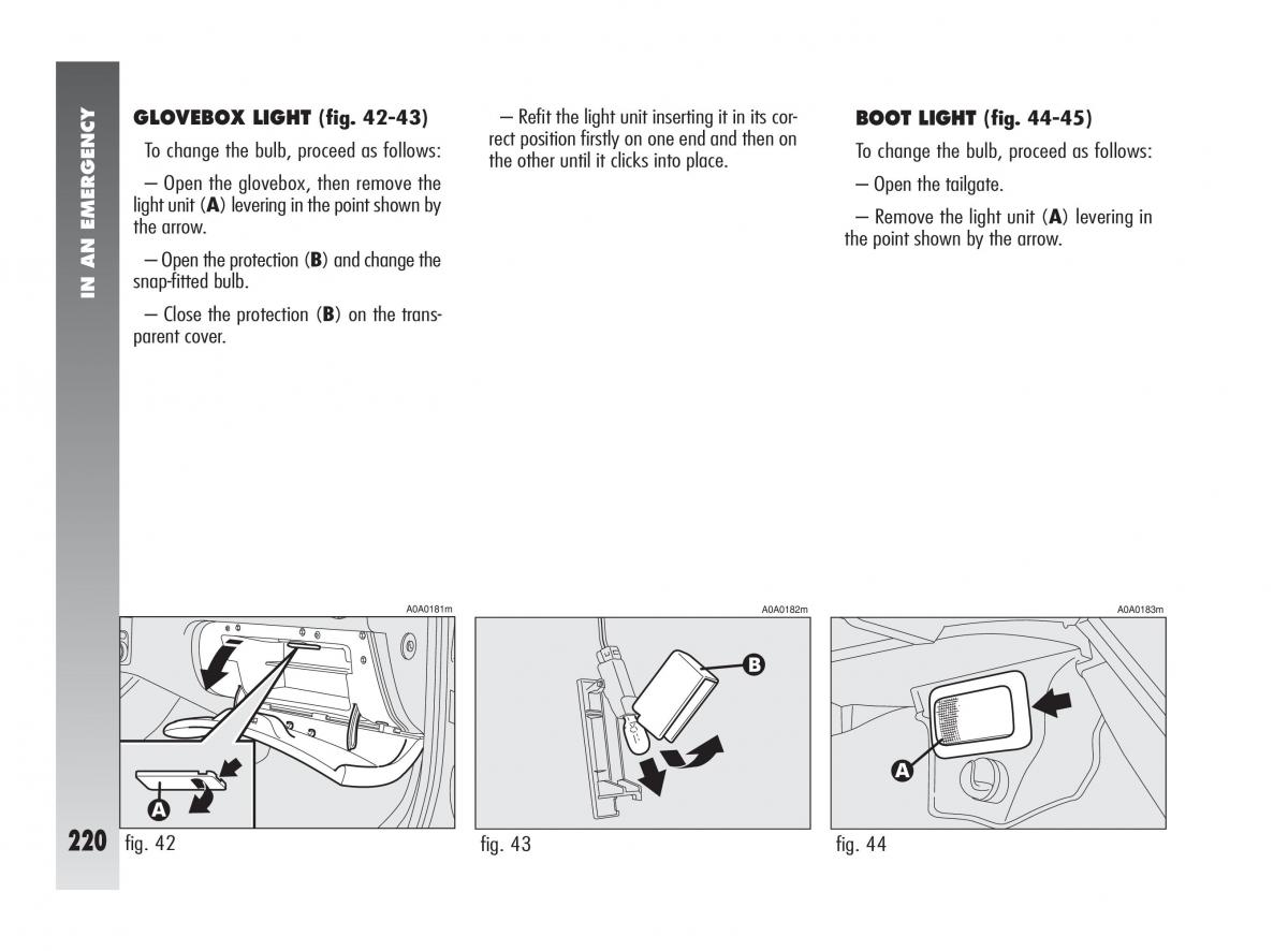Alfa Romeo 147 owners manual / page 221