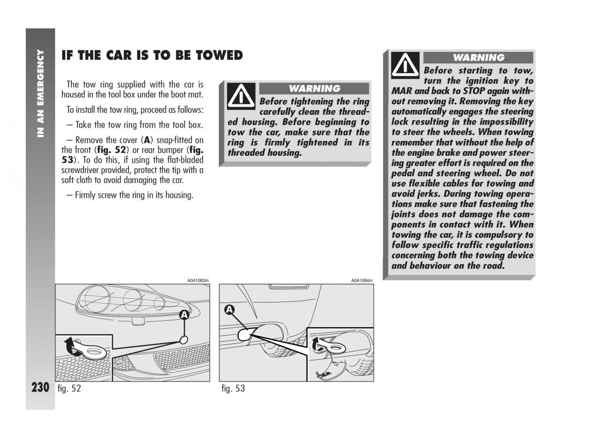 Alfa Romeo 147 owners manual / page 231