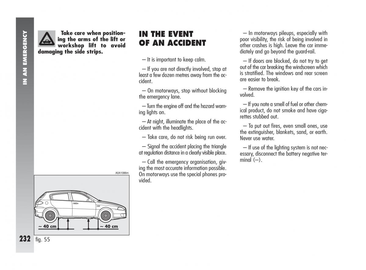 Alfa Romeo 147 owners manual / page 233