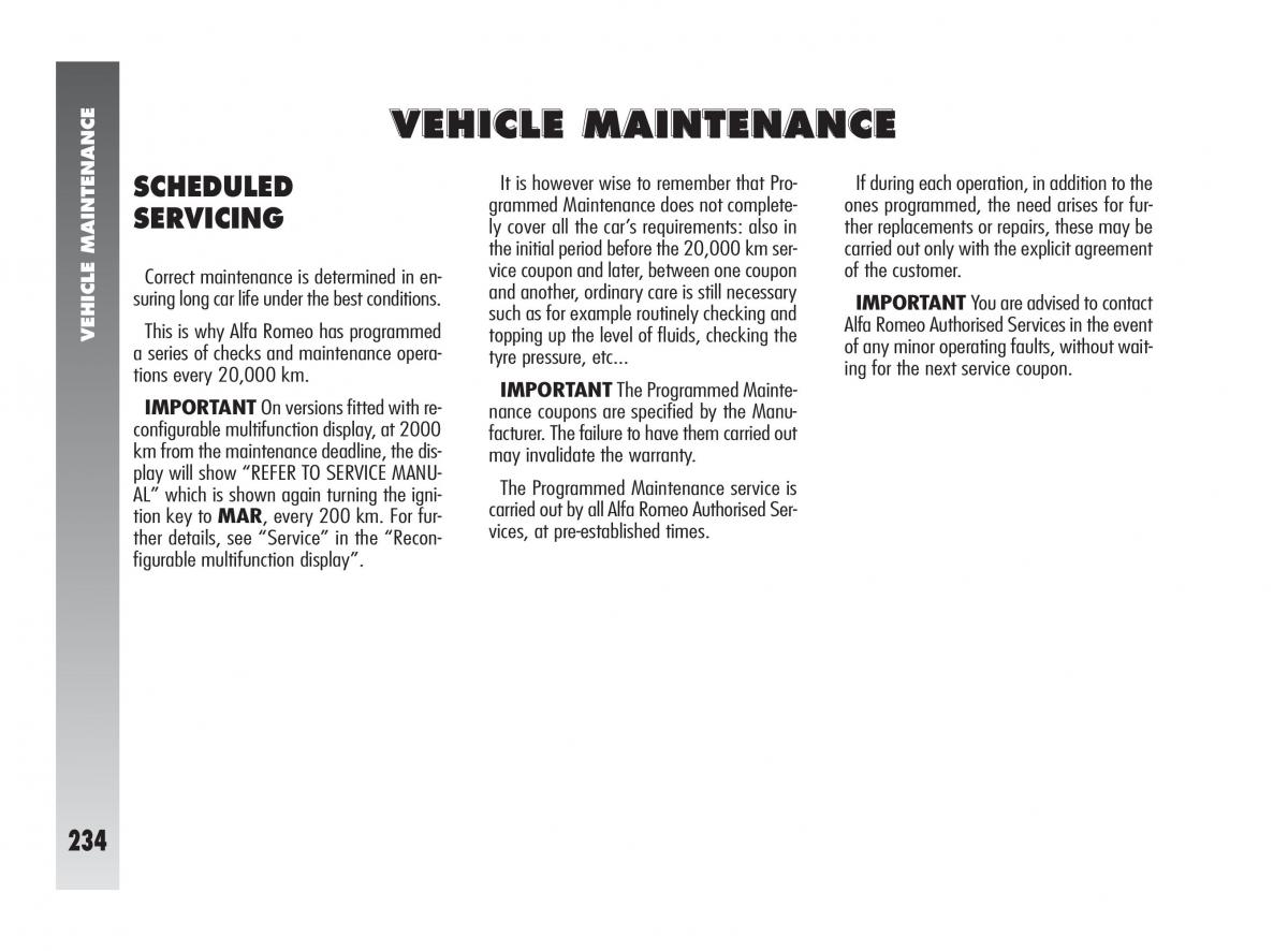 Alfa Romeo 147 owners manual / page 235