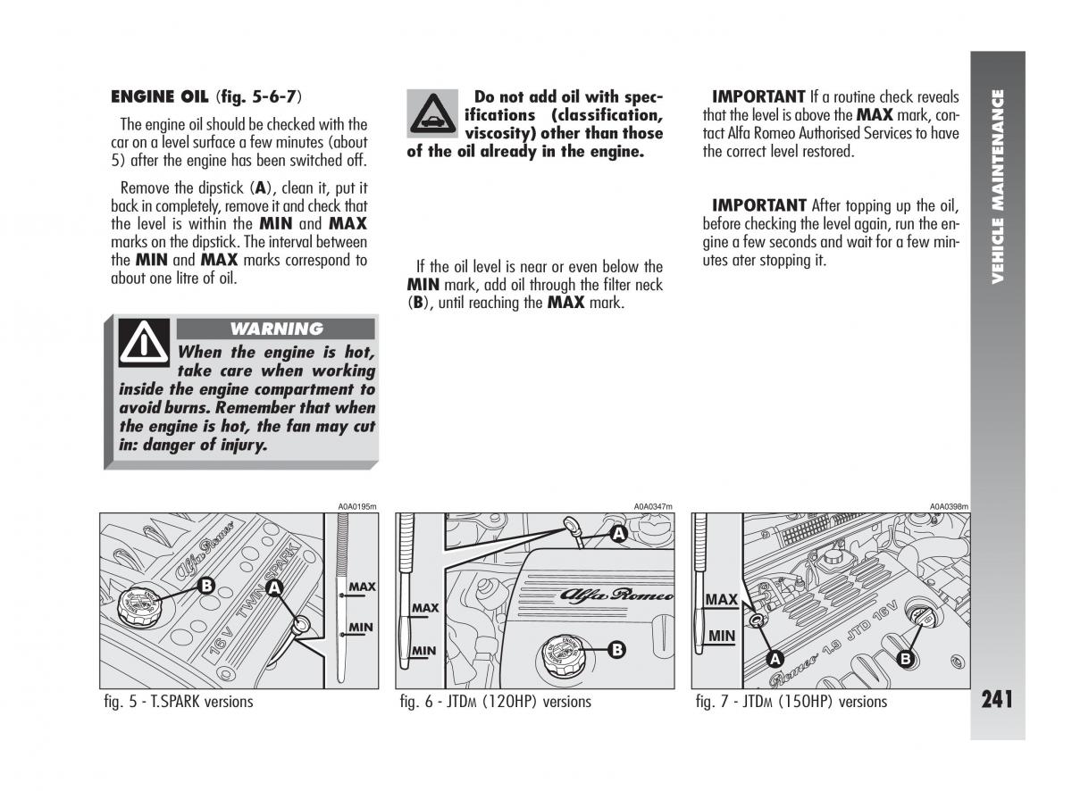 Alfa Romeo 147 owners manual / page 242