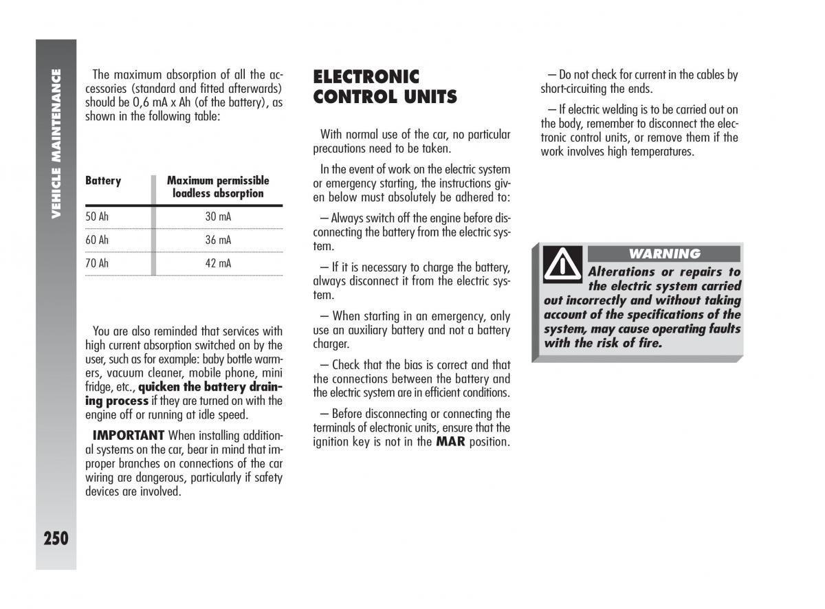 Alfa Romeo 147 owners manual / page 251