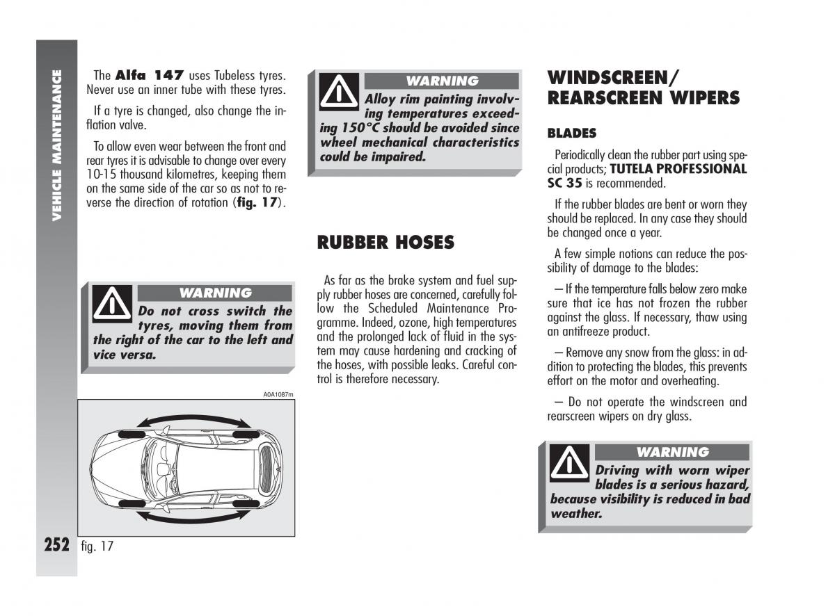 Alfa Romeo 147 owners manual / page 253