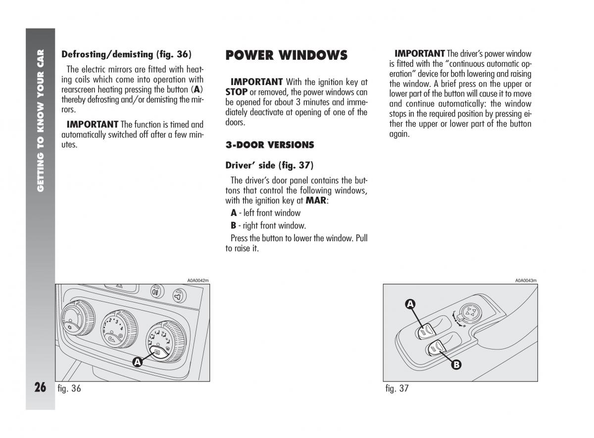 Alfa Romeo 147 owners manual / page 27