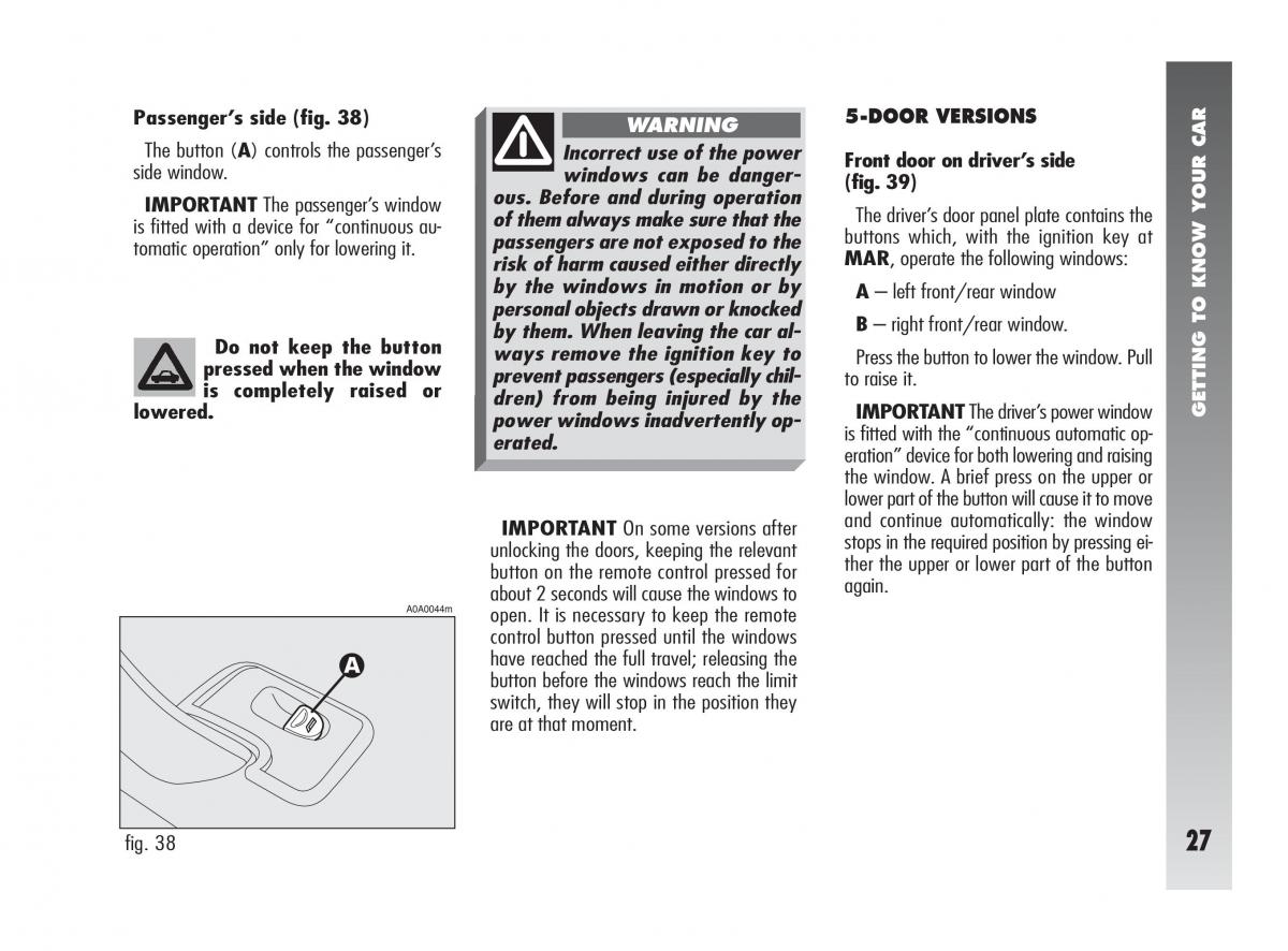 Alfa Romeo 147 owners manual / page 28