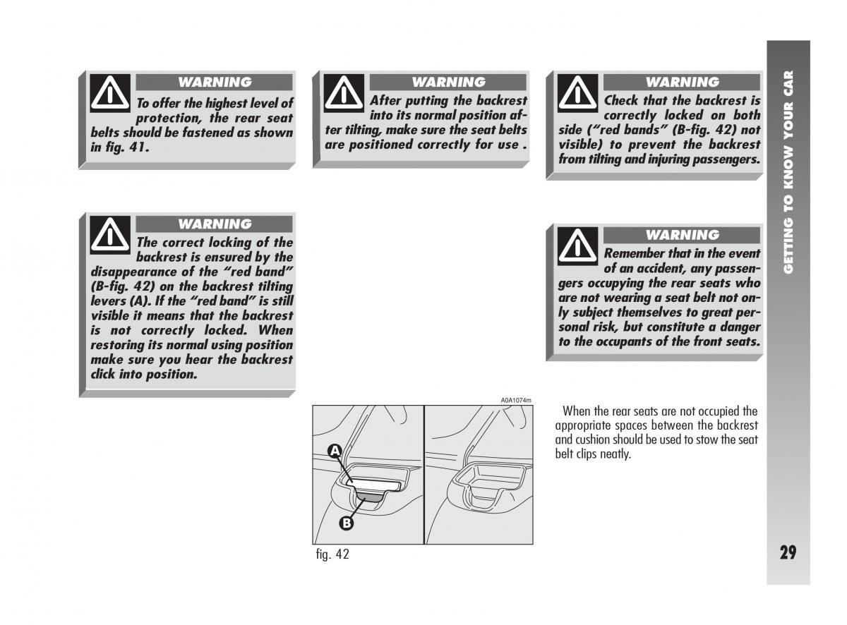 Alfa Romeo 147 owners manual / page 30