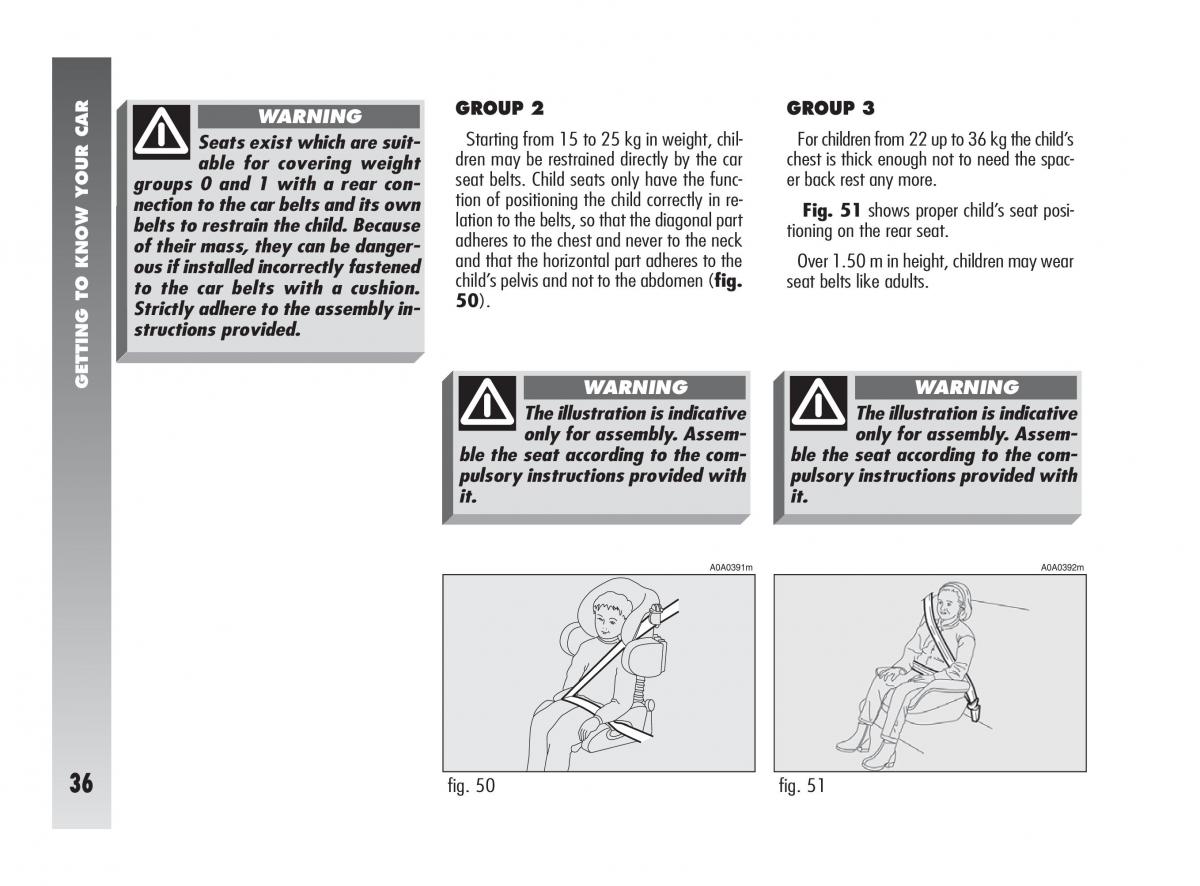 Alfa Romeo 147 owners manual / page 37