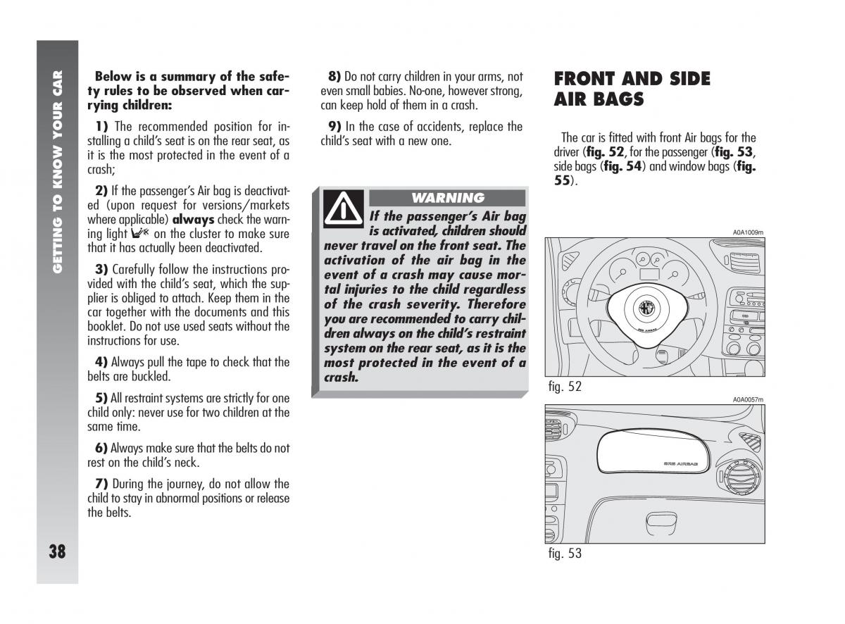 Alfa Romeo 147 owners manual / page 39