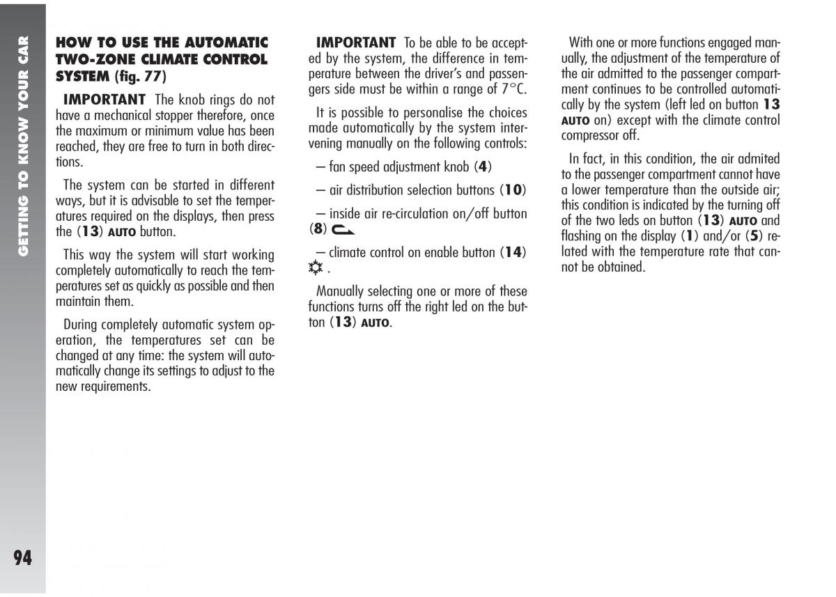 Alfa Romeo 147 GTA owners manual / page 95