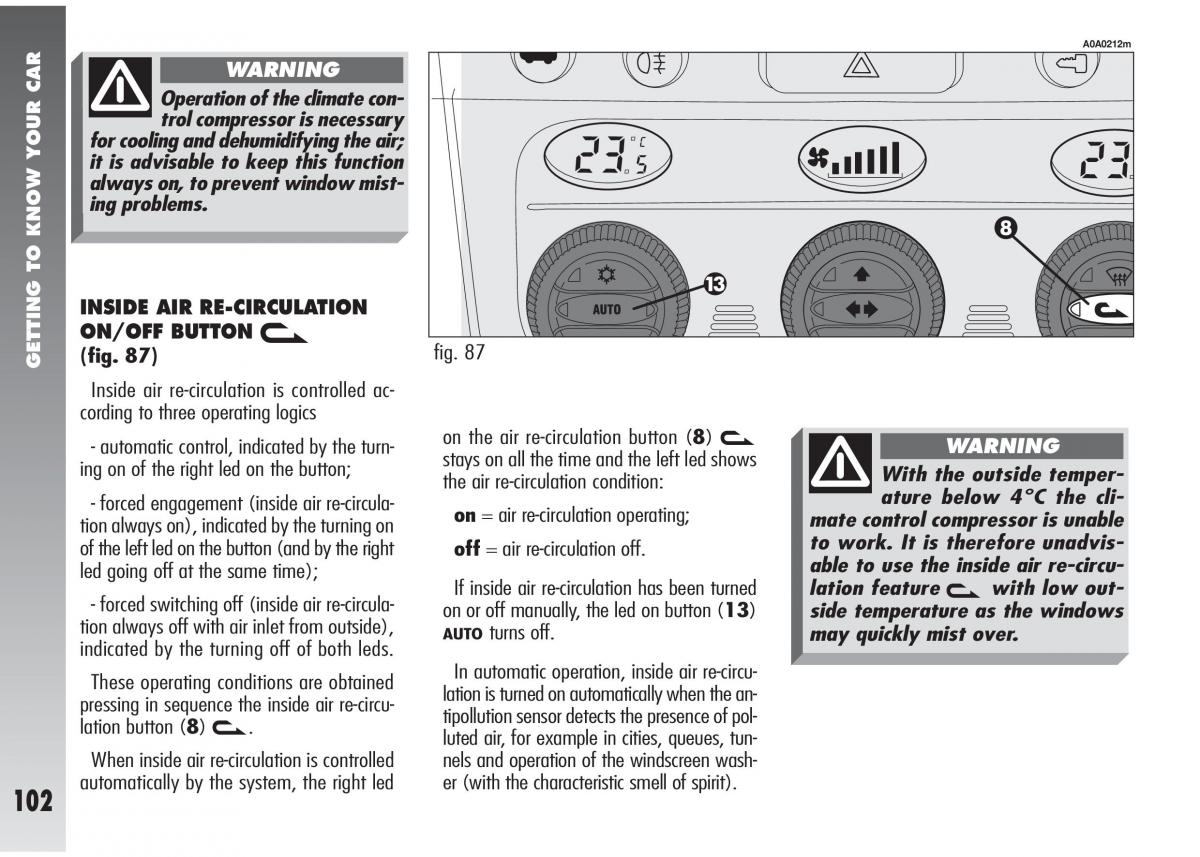 Alfa Romeo 147 GTA owners manual / page 103