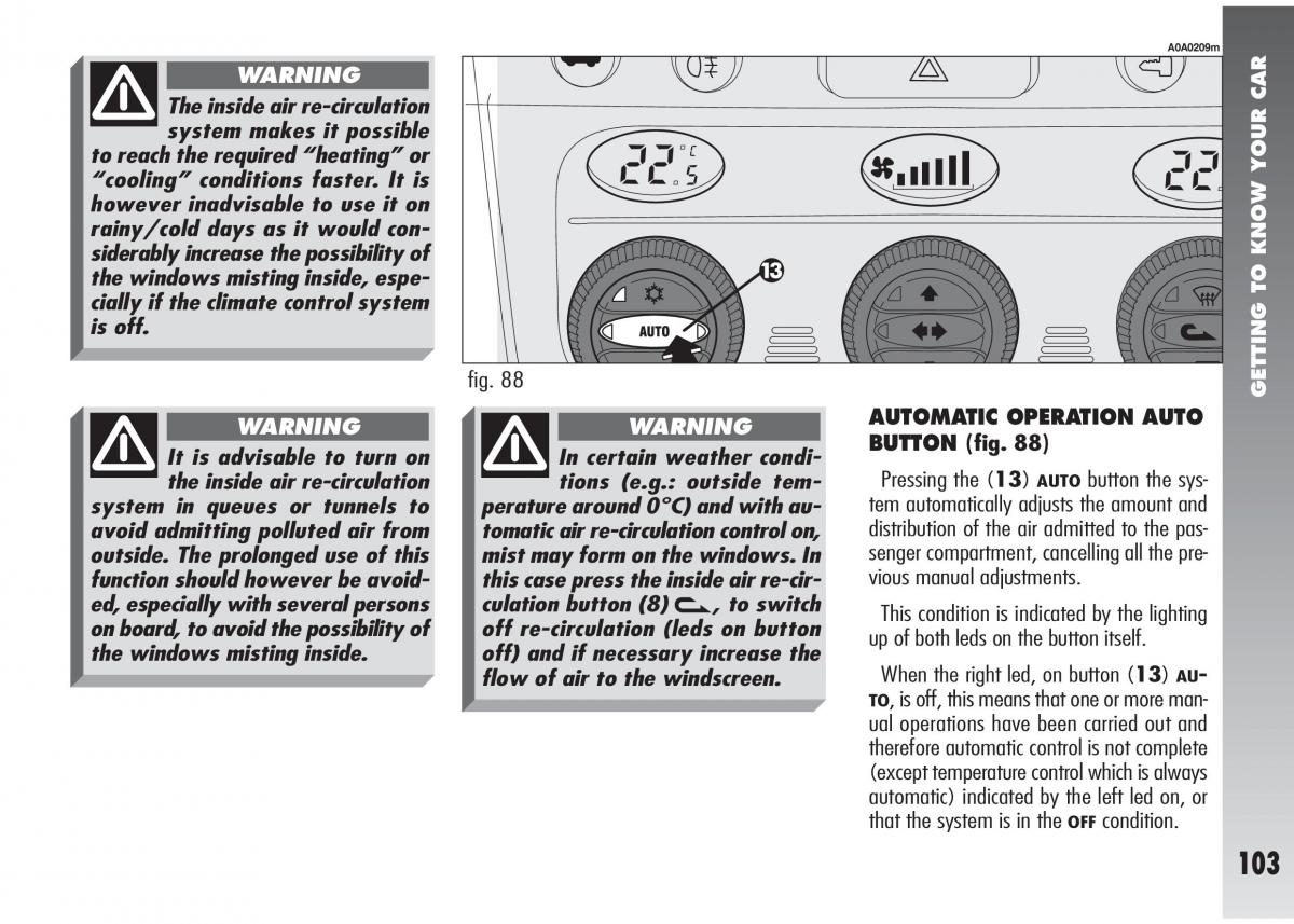 Alfa Romeo 147 GTA owners manual / page 104