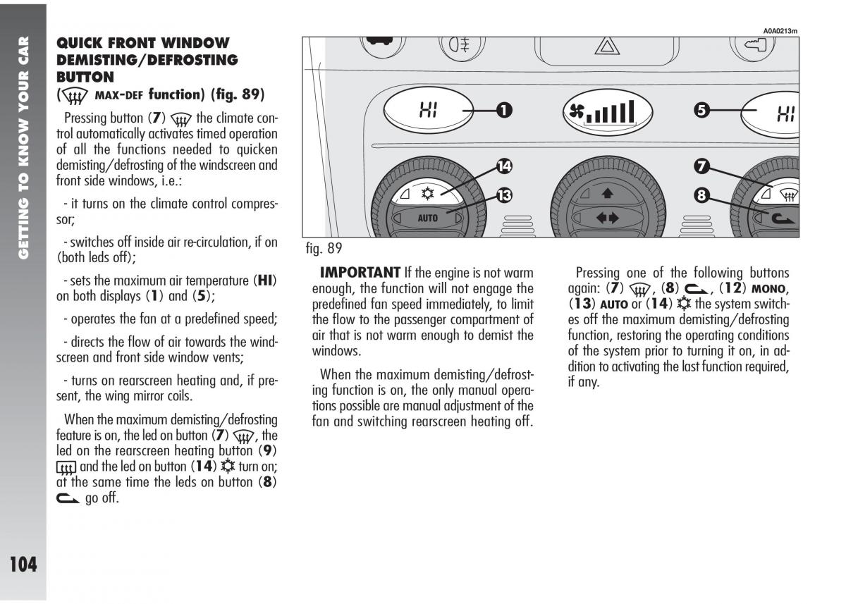 Alfa Romeo 147 GTA owners manual / page 105