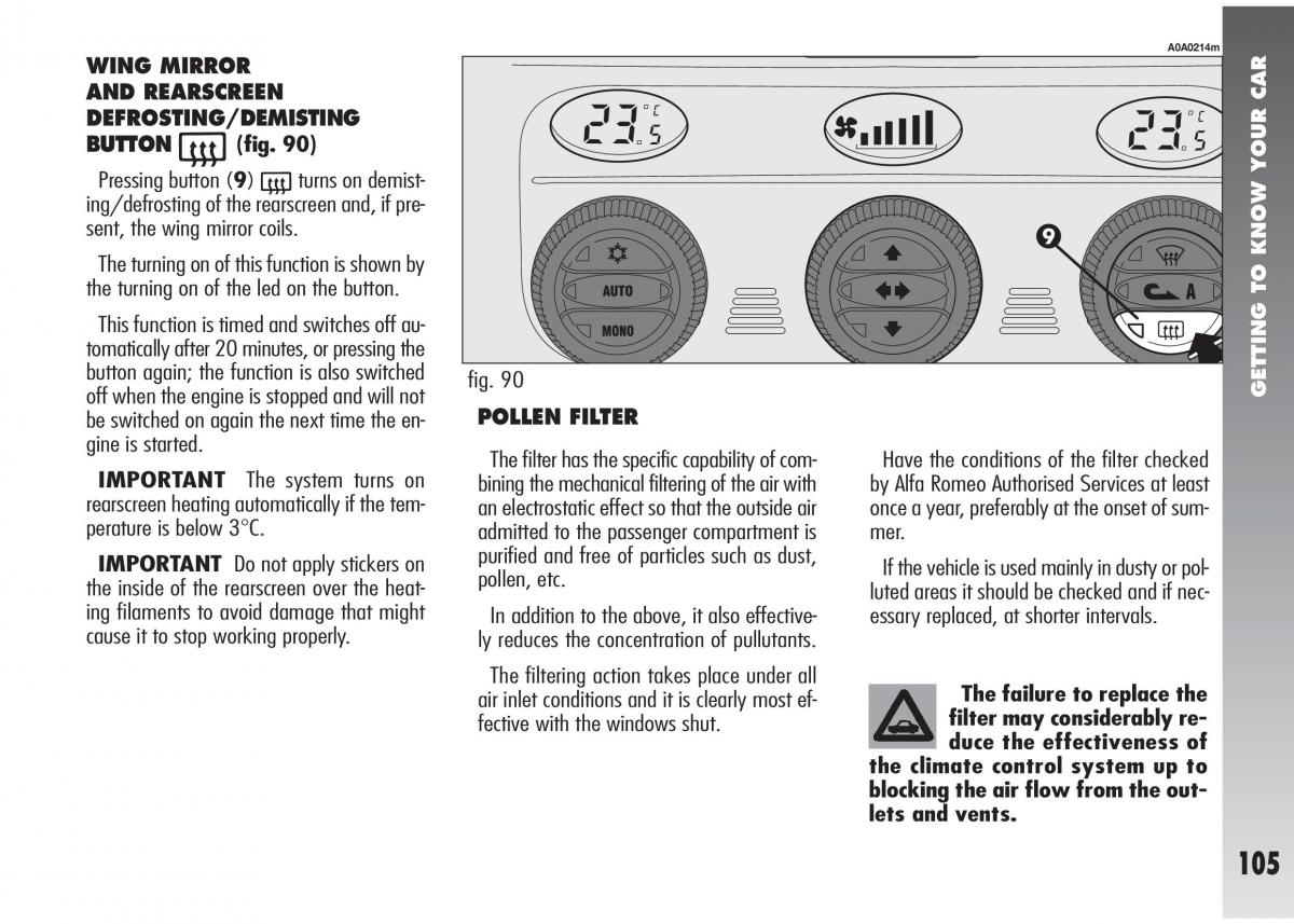 Alfa Romeo 147 GTA owners manual / page 106