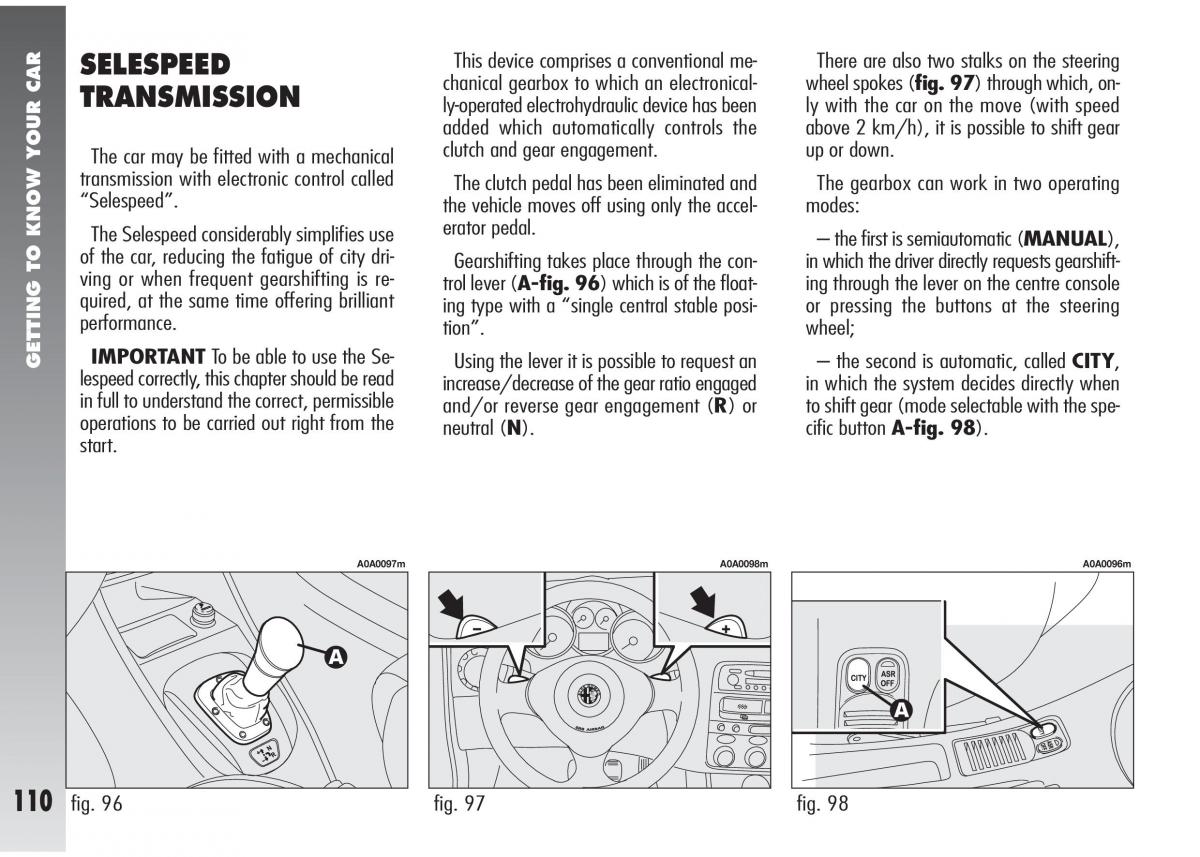 Alfa Romeo 147 GTA owners manual / page 111