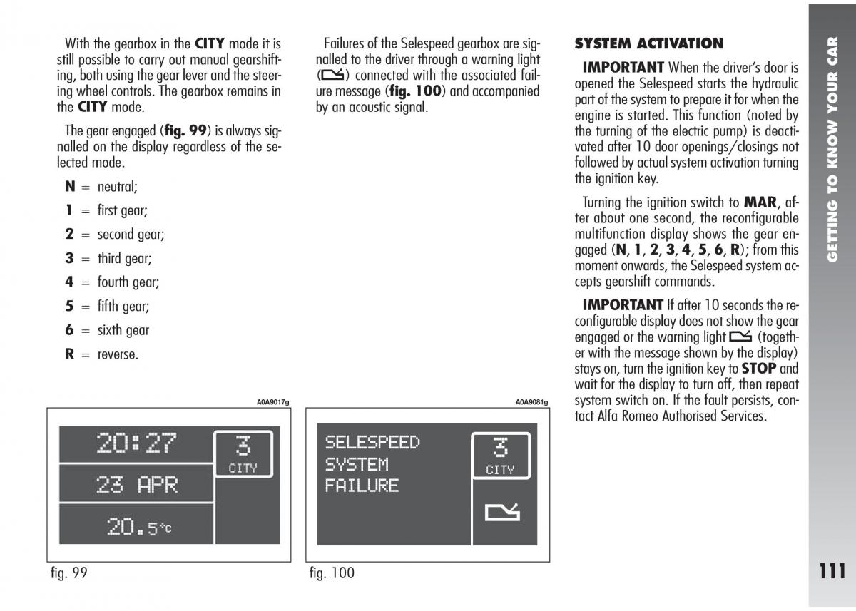 Alfa Romeo 147 GTA owners manual / page 112