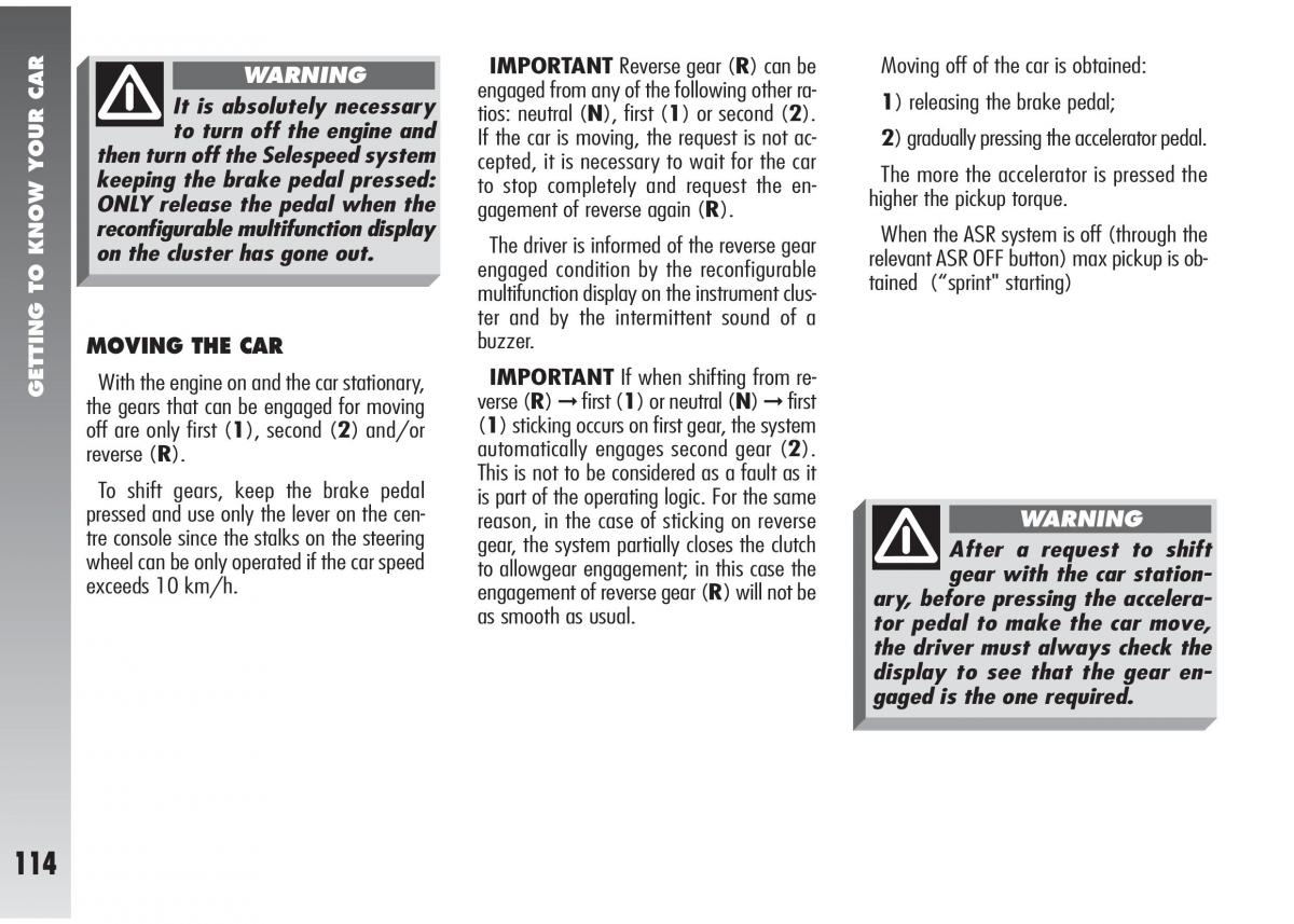 Alfa Romeo 147 GTA owners manual / page 115