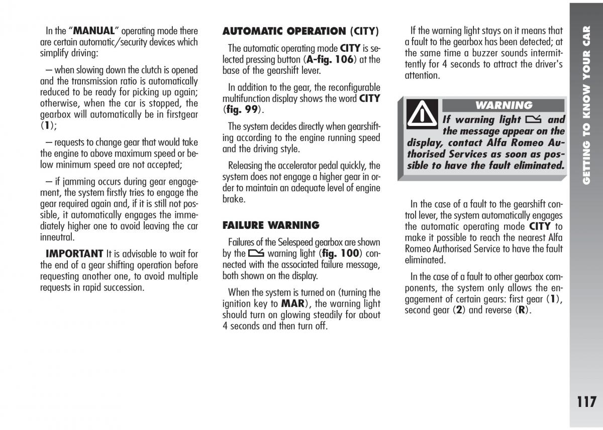 Alfa Romeo 147 GTA owners manual / page 118