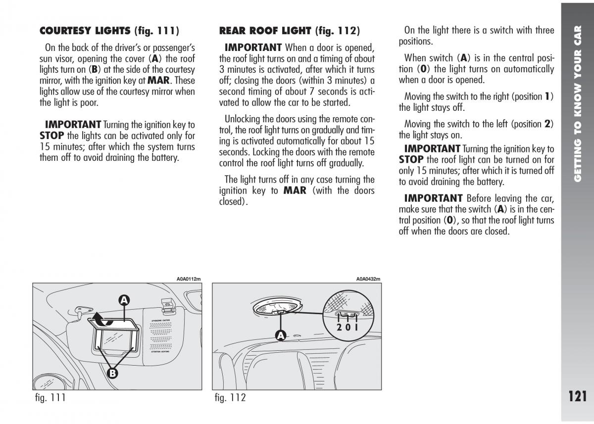 Alfa Romeo 147 GTA owners manual / page 122