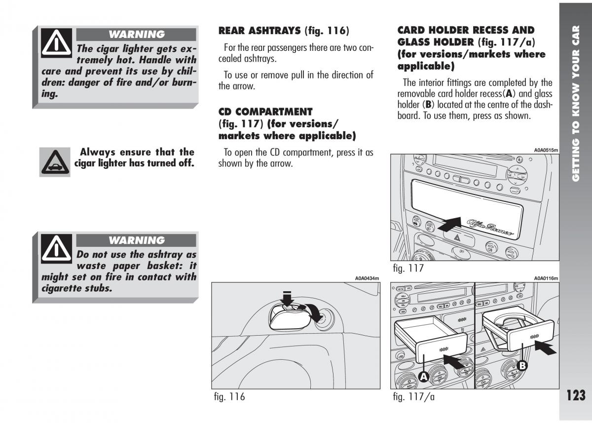 Alfa Romeo 147 GTA owners manual / page 124