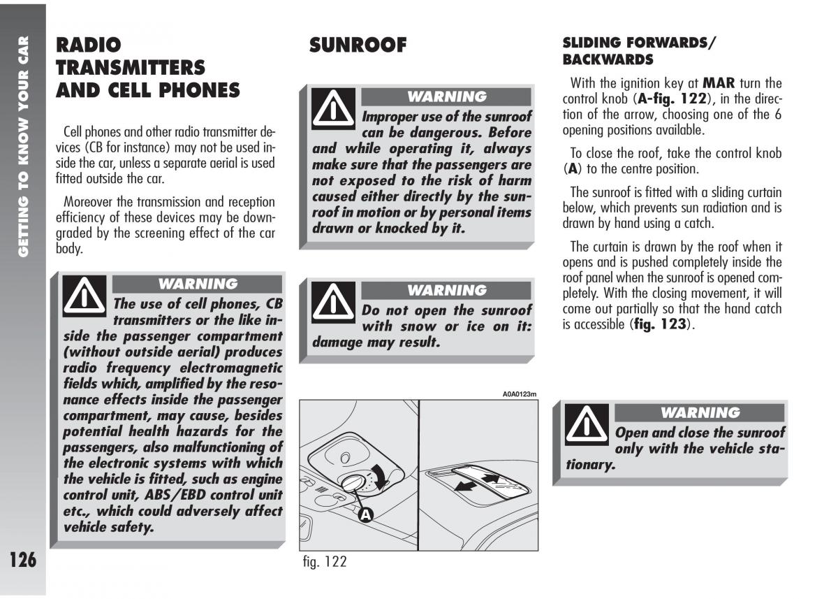 Alfa Romeo 147 GTA owners manual / page 127