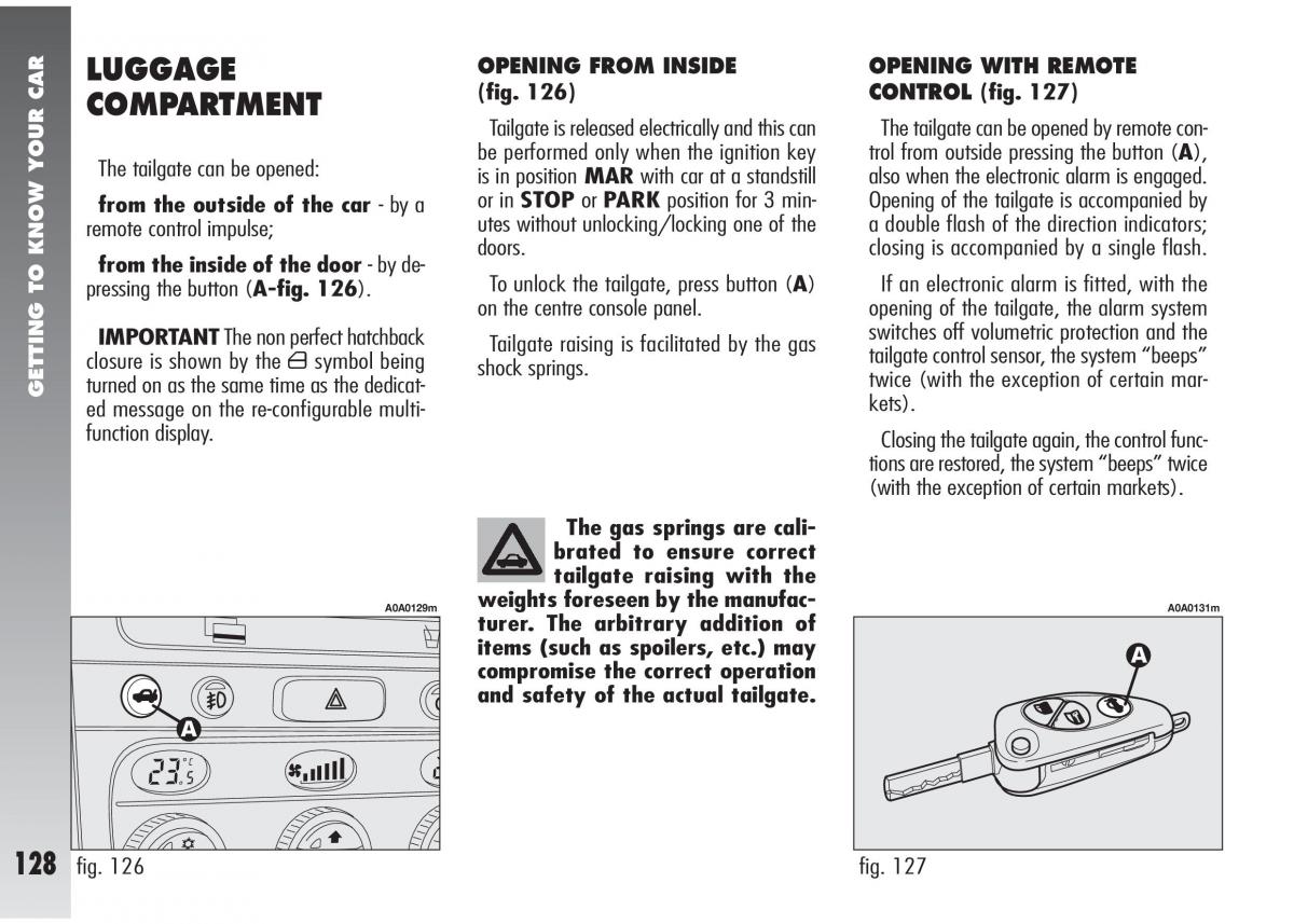 Alfa Romeo 147 GTA owners manual / page 129