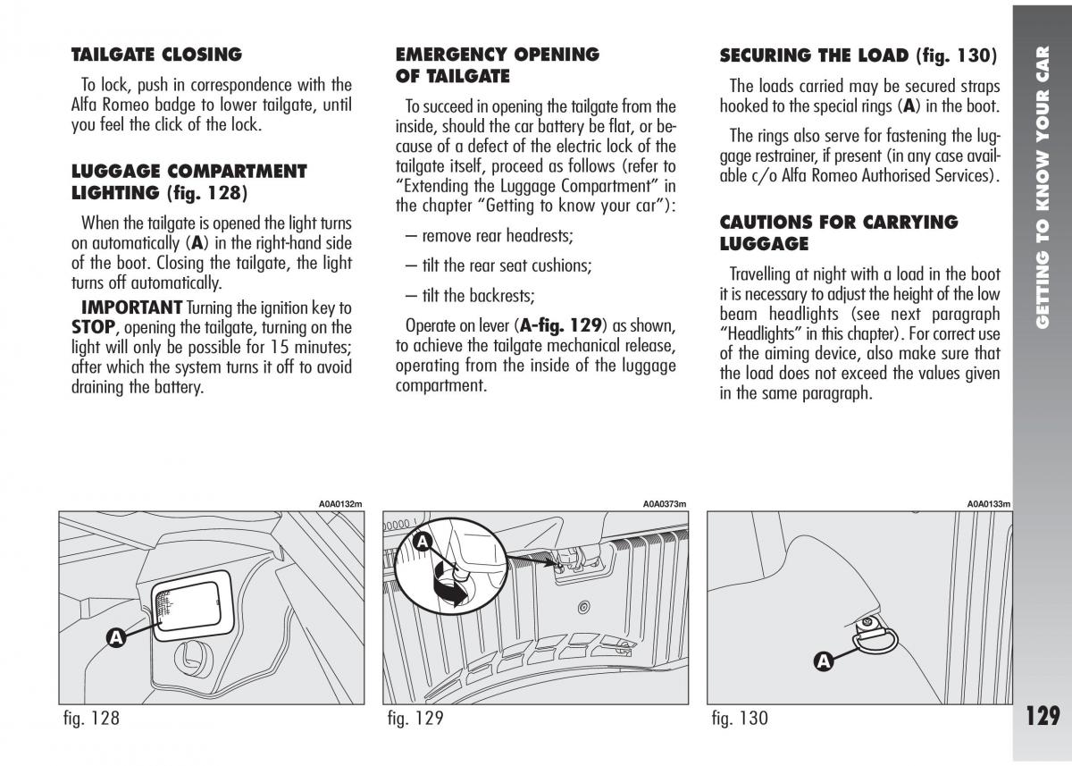 Alfa Romeo 147 GTA owners manual / page 130